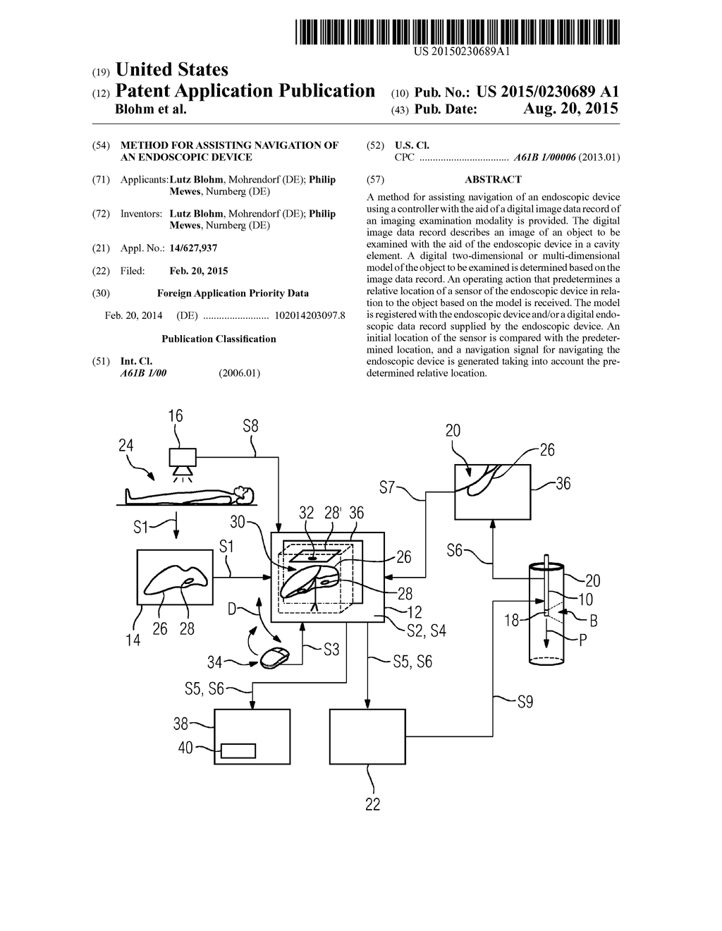 Method for Assisting Navigation of an Endoscopic Device - diagram, schematic, and image 01