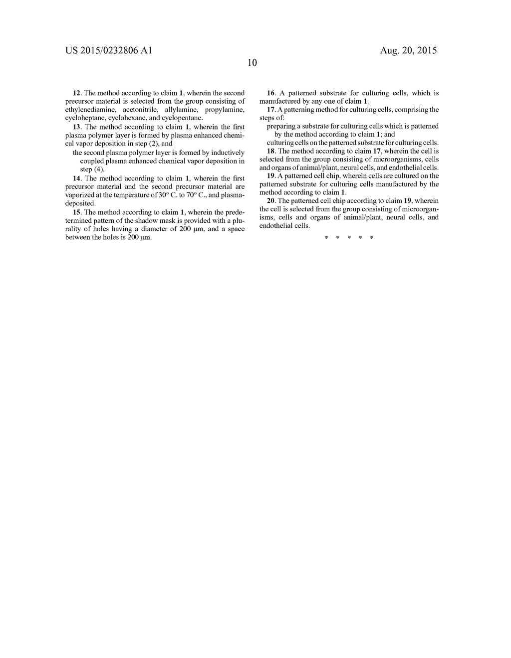 Method of manufacturing patterned substrate for culturing cells, patterned     substrate for culturing cells, patterning method of culturing cells, and     patterned cell chip - diagram, schematic, and image 19