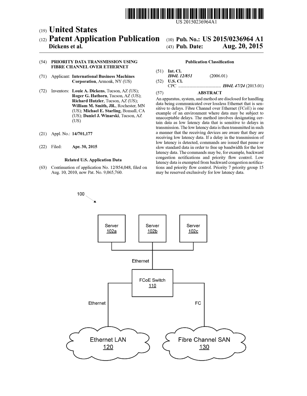 PRIORITY DATA TRANSMISSION USING FIBRE CHANNEL OVER ETHERNET - diagram, schematic, and image 01