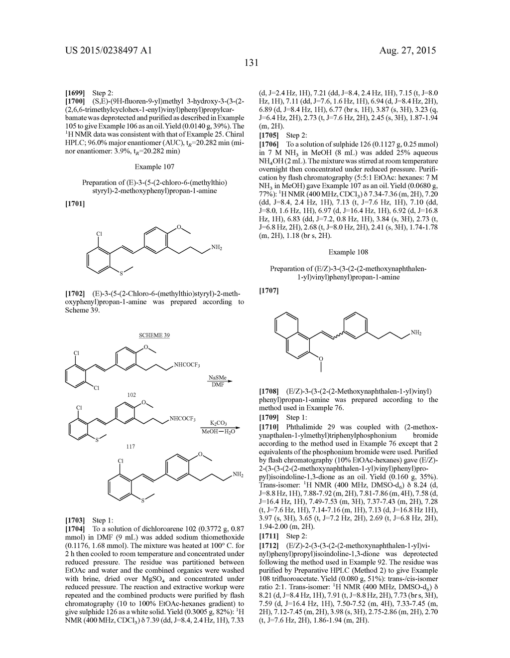 STYRENYL DERIVATIVE COMPOUNDS FOR TREATING OPHTHALMIC DISEASES AND     DISORDERS - diagram, schematic, and image 134
