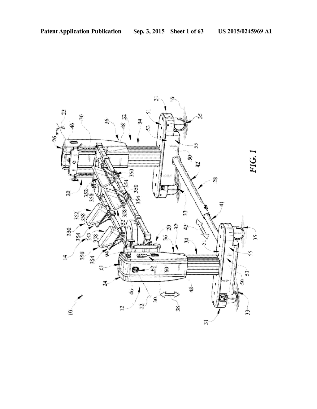 DUAL COLUMN SURGICAL TABLE HAVING A SINGLE-HANDLE UNLOCK FOR TABLE     ROTATION - diagram, schematic, and image 02