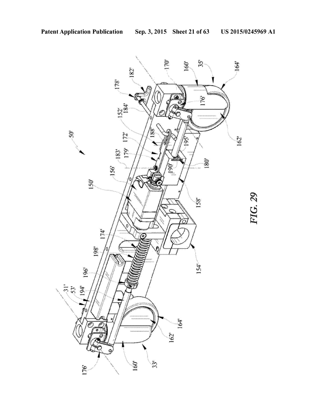 DUAL COLUMN SURGICAL TABLE HAVING A SINGLE-HANDLE UNLOCK FOR TABLE     ROTATION - diagram, schematic, and image 22