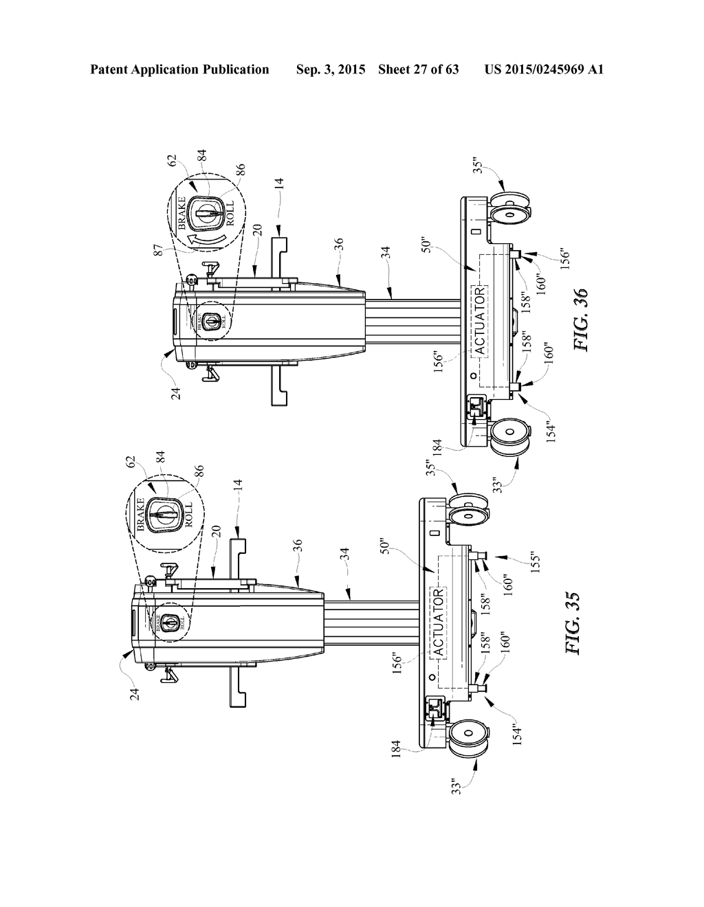 DUAL COLUMN SURGICAL TABLE HAVING A SINGLE-HANDLE UNLOCK FOR TABLE     ROTATION - diagram, schematic, and image 28