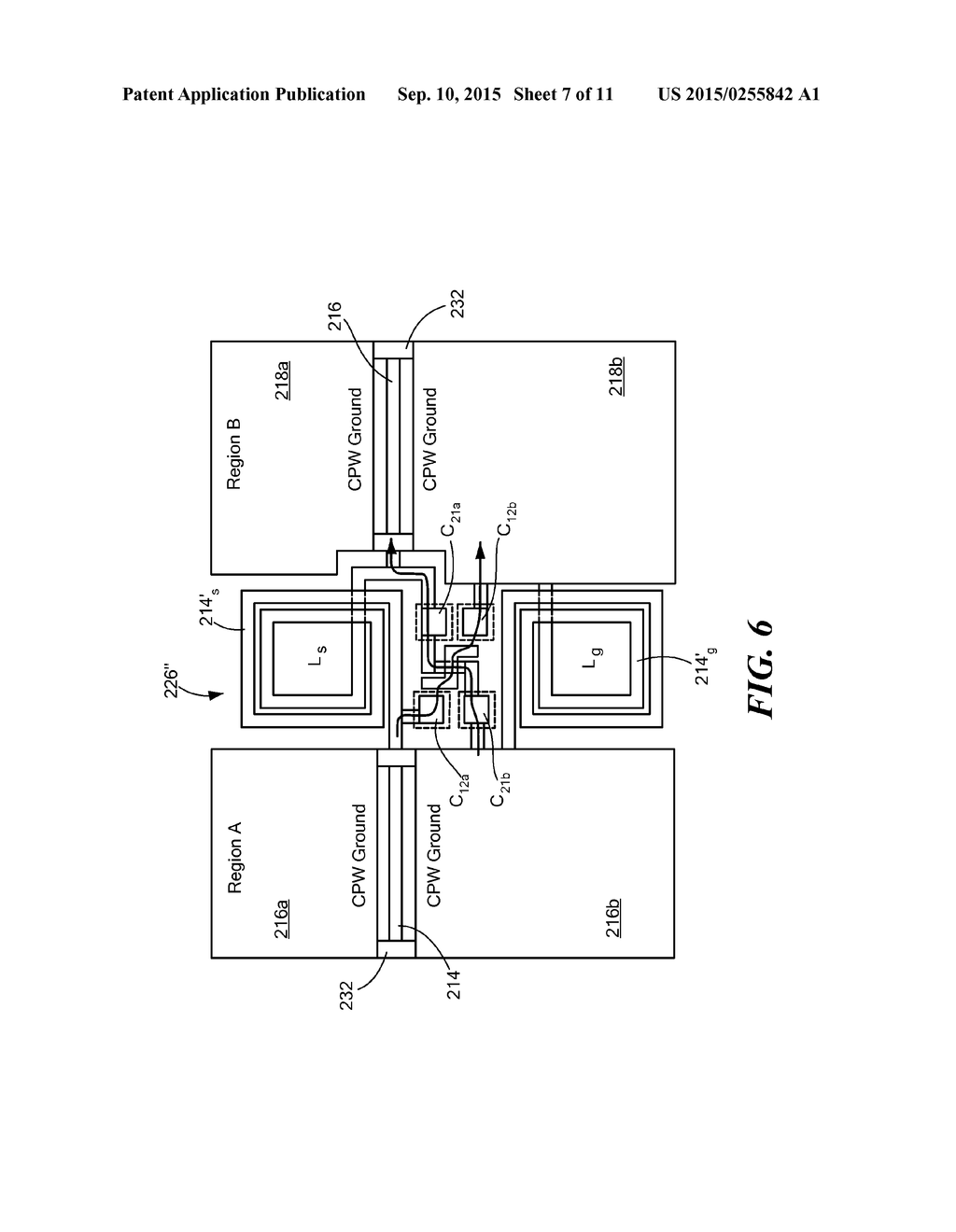 MICROWAVE COUPLING STRUCTURE FOR SUPPRESSING COMMON MODE SIGNALS WHILE     PASSING DIFFERENTIAL MODE SIGNALS BETWEEN A PAIR OF COPLANAR WAVEGUIDE     (CPW) TRANSMISSION LINES - diagram, schematic, and image 08