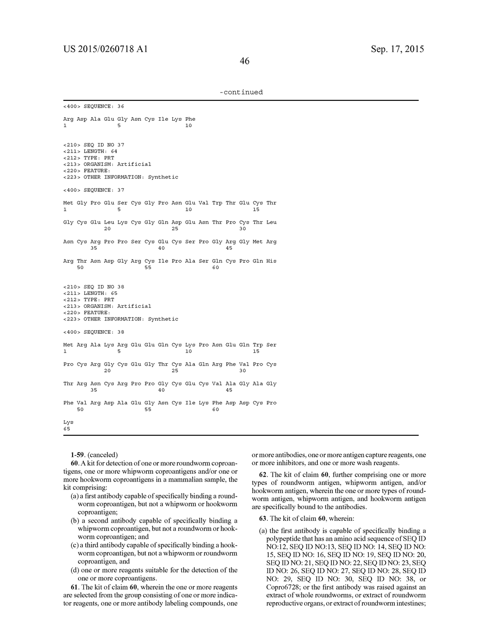 Methods, Devices, Kits and Compositions for Detecting Roundworm, Whipworm,     and Hookworm - diagram, schematic, and image 73