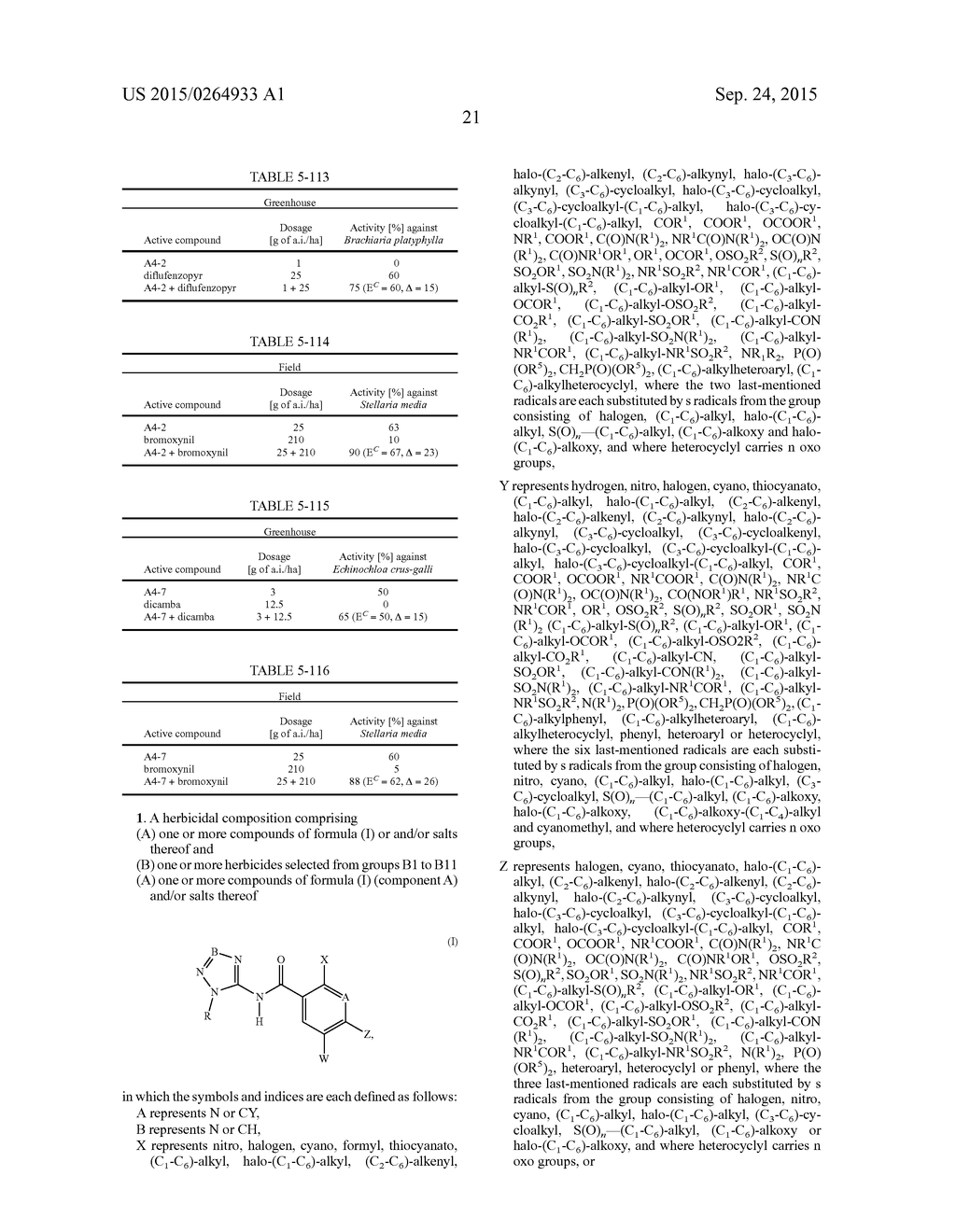 HERBICIDAL COMPOSITIONS COMPRISING N-TETRAZOL-5-YL)- OR     N-(TRIAZOL-5-YL)ARYLCARBOXAMIDES - diagram, schematic, and image 22