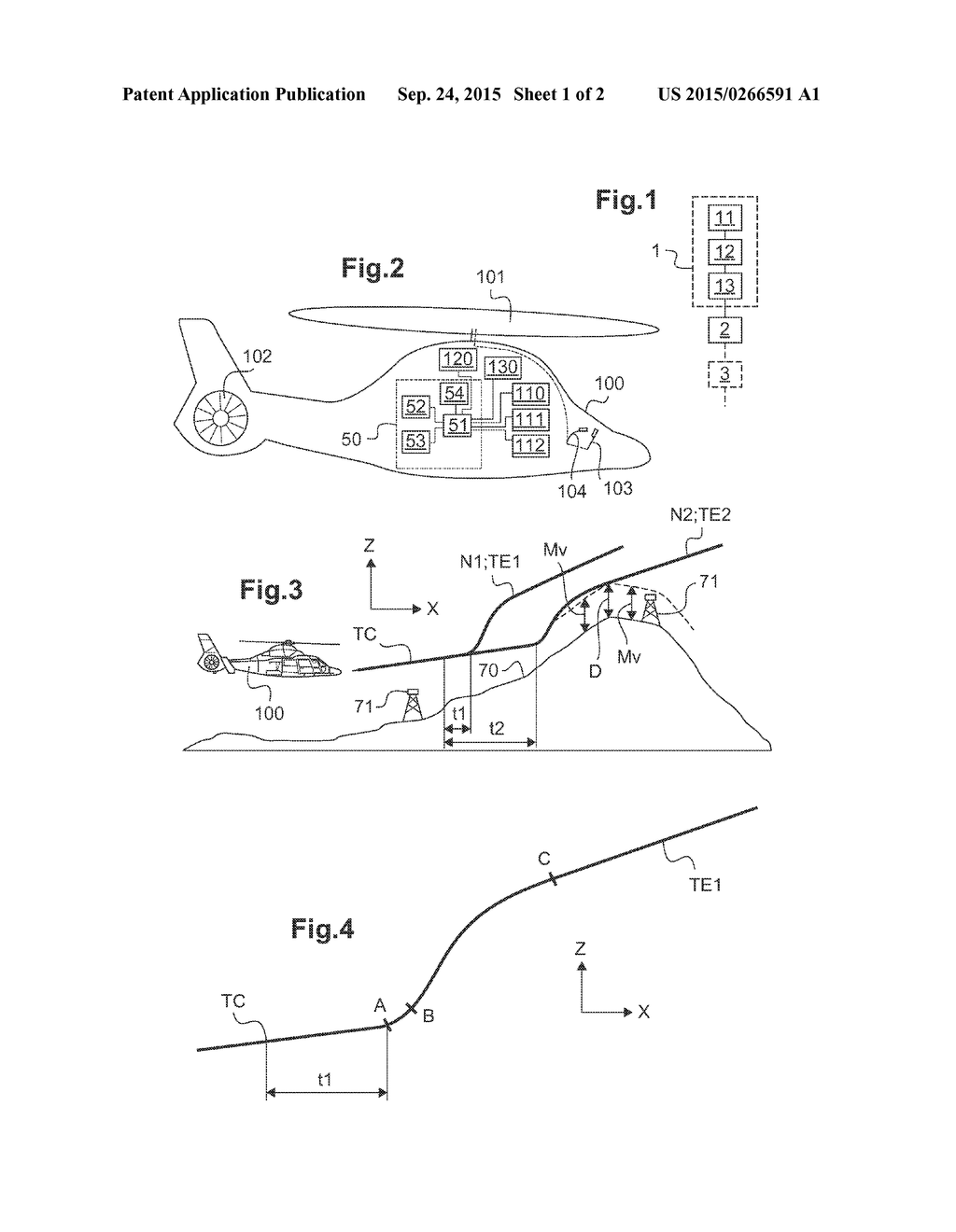 METHOD AND A DEVICE FOR ISSUING TERRAIN AVOIDANCE WARNINGS FOR A ROTARY     WING AIRCRAFT - diagram, schematic, and image 02