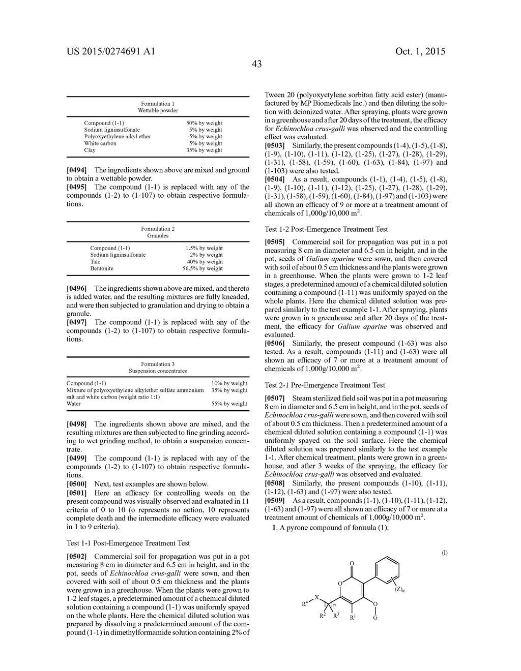 PYRONE COMPOUNDS AND HERBICIDES COMPRISING THE SAME - diagram, schematic, and image 44