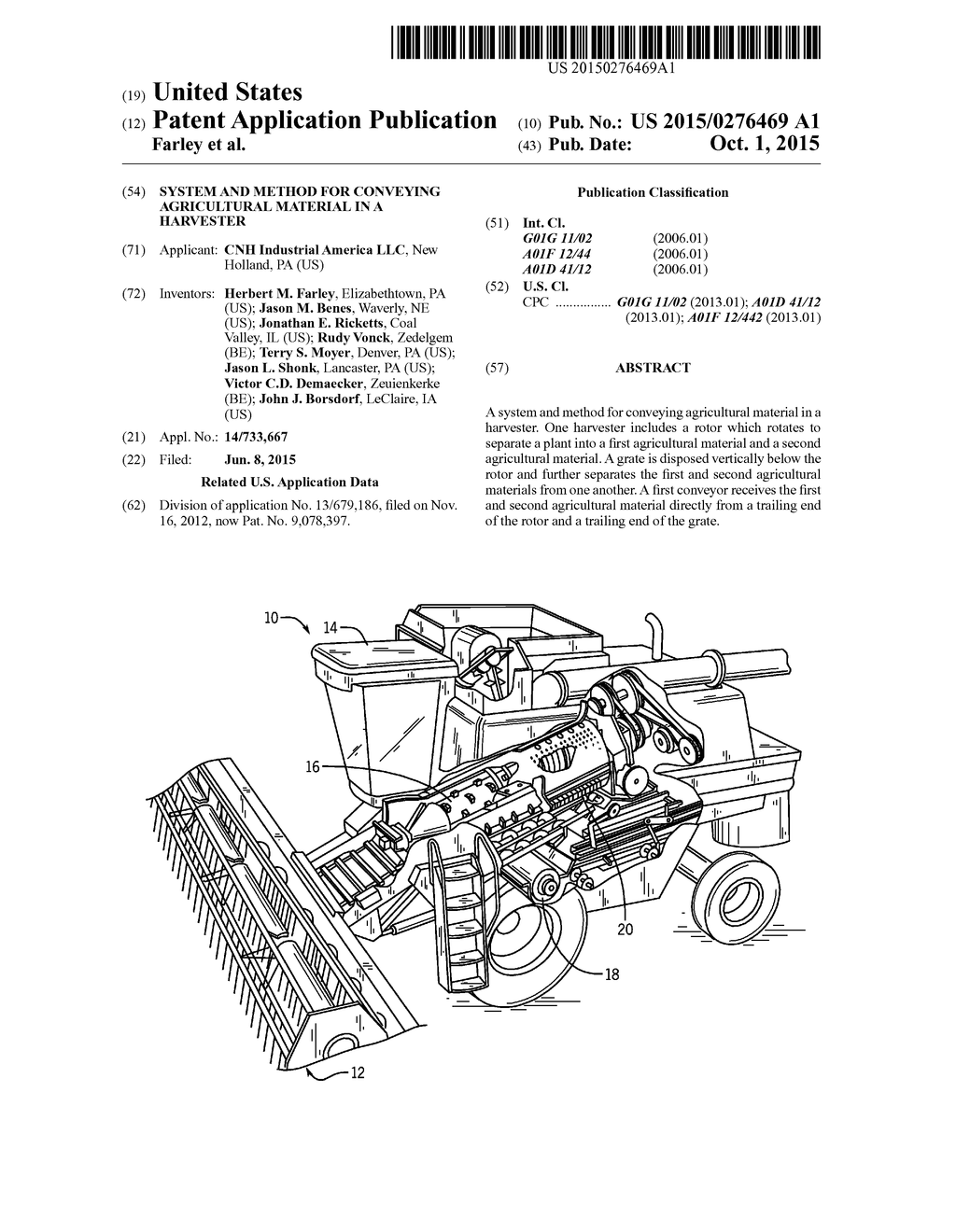 SYSTEM AND METHOD FOR CONVEYING AGRICULTURAL MATERIAL IN A HARVESTER - diagram, schematic, and image 01