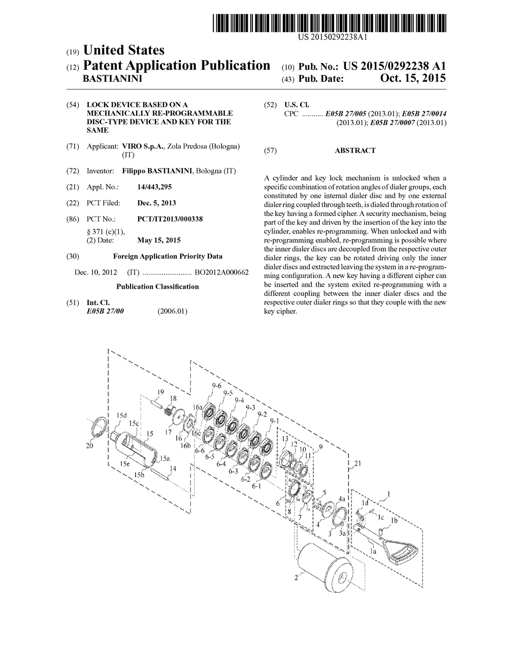 LOCK DEVICE BASED ON A MECHANICALLY RE-PROGRAMMABLE DISC-TYPE DEVICE AND     KEY FOR THE SAME - diagram, schematic, and image 01