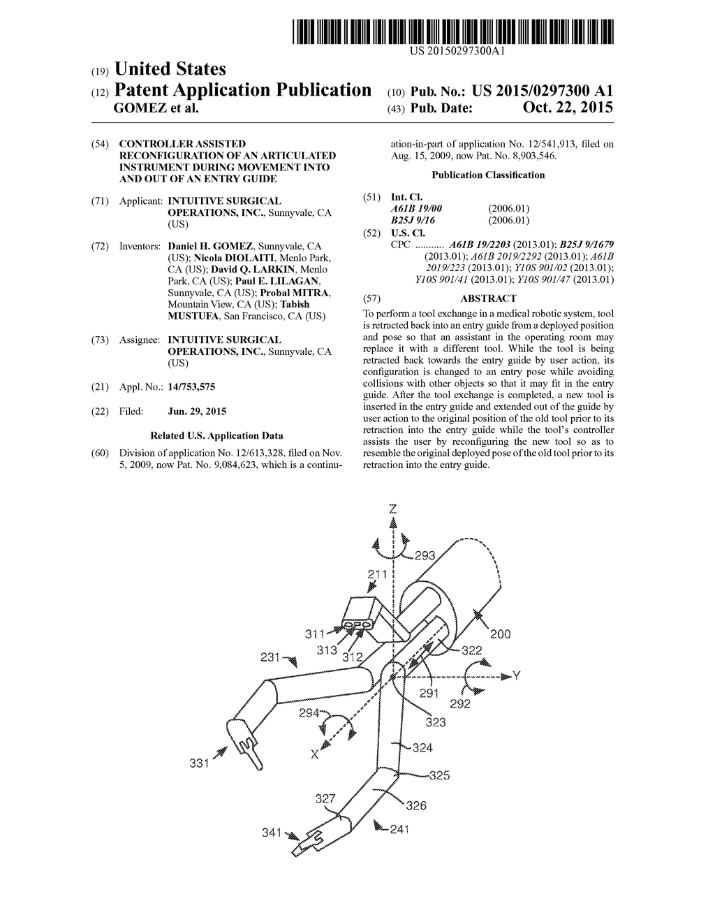 CONTROLLER ASSISTED RECONFIGURATION OF AN ARTICULATED INSTRUMENT DURING     MOVEMENT INTO AND OUT OF AN ENTRY GUIDE - diagram, schematic, and image 01