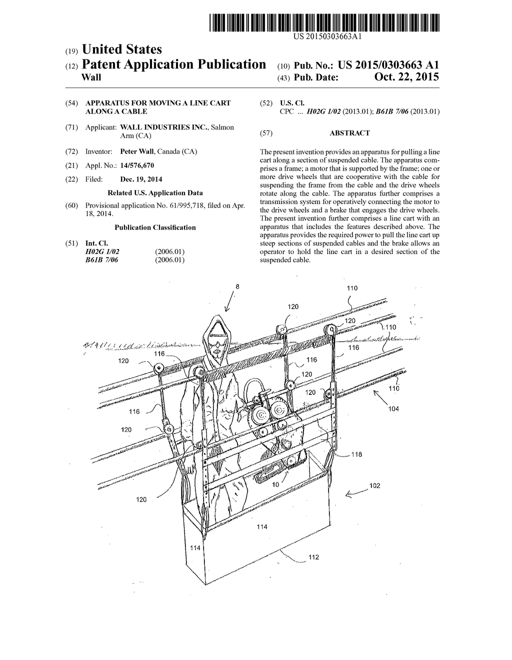 APPARATUS FOR MOVING A LINE CART ALONG A CABLE - diagram, schematic, and image 01