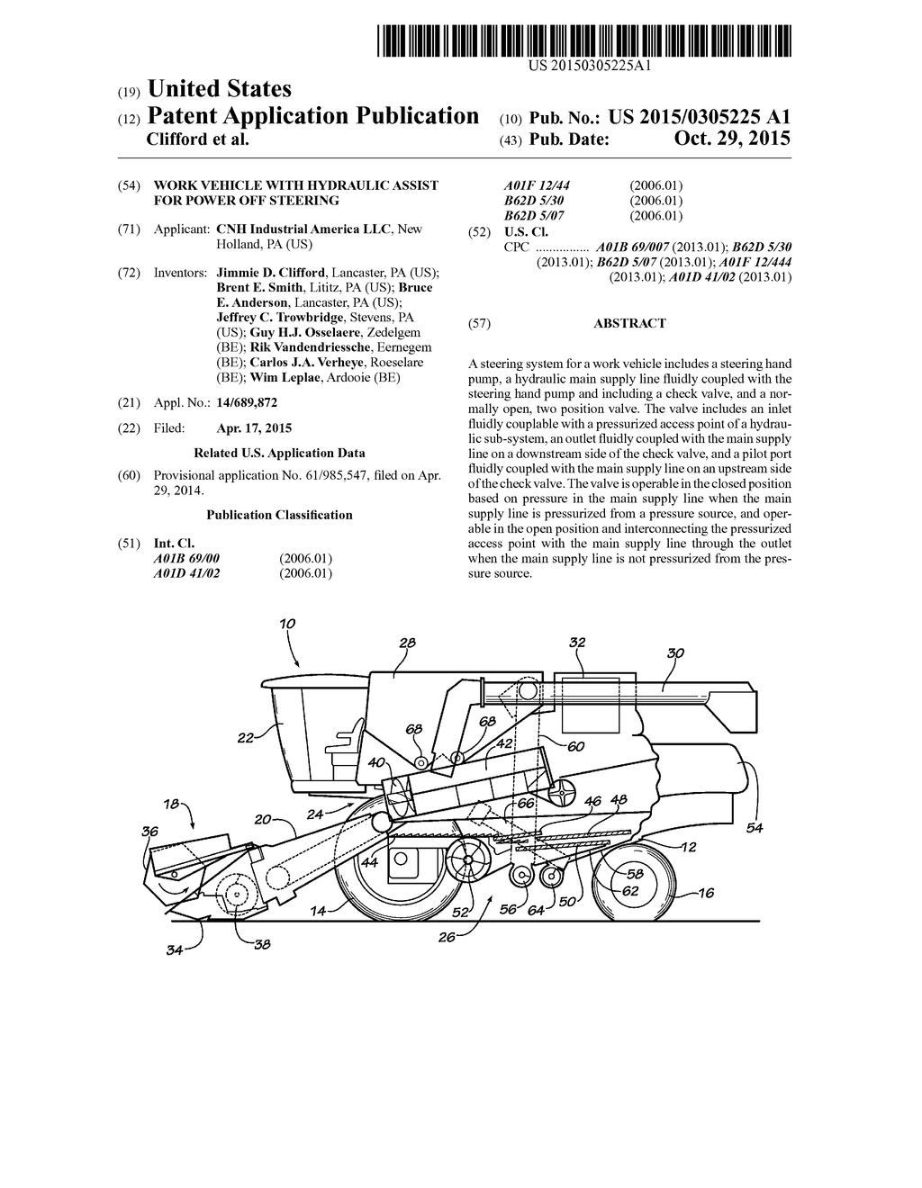 WORK VEHICLE WITH HYDRAULIC ASSIST FOR POWER OFF STEERING - diagram, schematic, and image 01