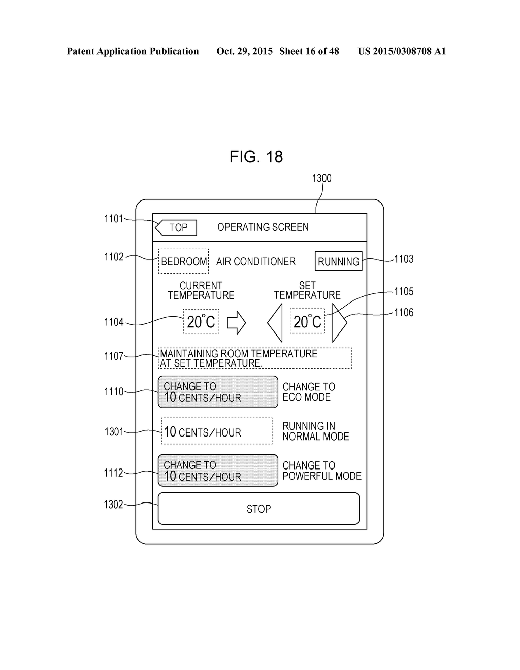 CONTROL METHOD OF TERMINAL DEVICE IN AIR CONDITIONING CONTROL SYSTEM WITH     SELECTABLE OPERATING MODE ACCORDING TO TIME AND CHARGES, AND     NON-TRANSITORY COMPUTER-READABLE RECORDING MEDIUM STORING A PROGRAM - diagram, schematic, and image 17