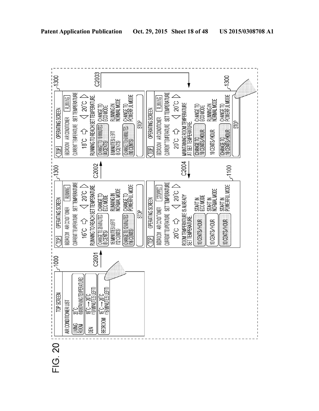 CONTROL METHOD OF TERMINAL DEVICE IN AIR CONDITIONING CONTROL SYSTEM WITH     SELECTABLE OPERATING MODE ACCORDING TO TIME AND CHARGES, AND     NON-TRANSITORY COMPUTER-READABLE RECORDING MEDIUM STORING A PROGRAM - diagram, schematic, and image 19