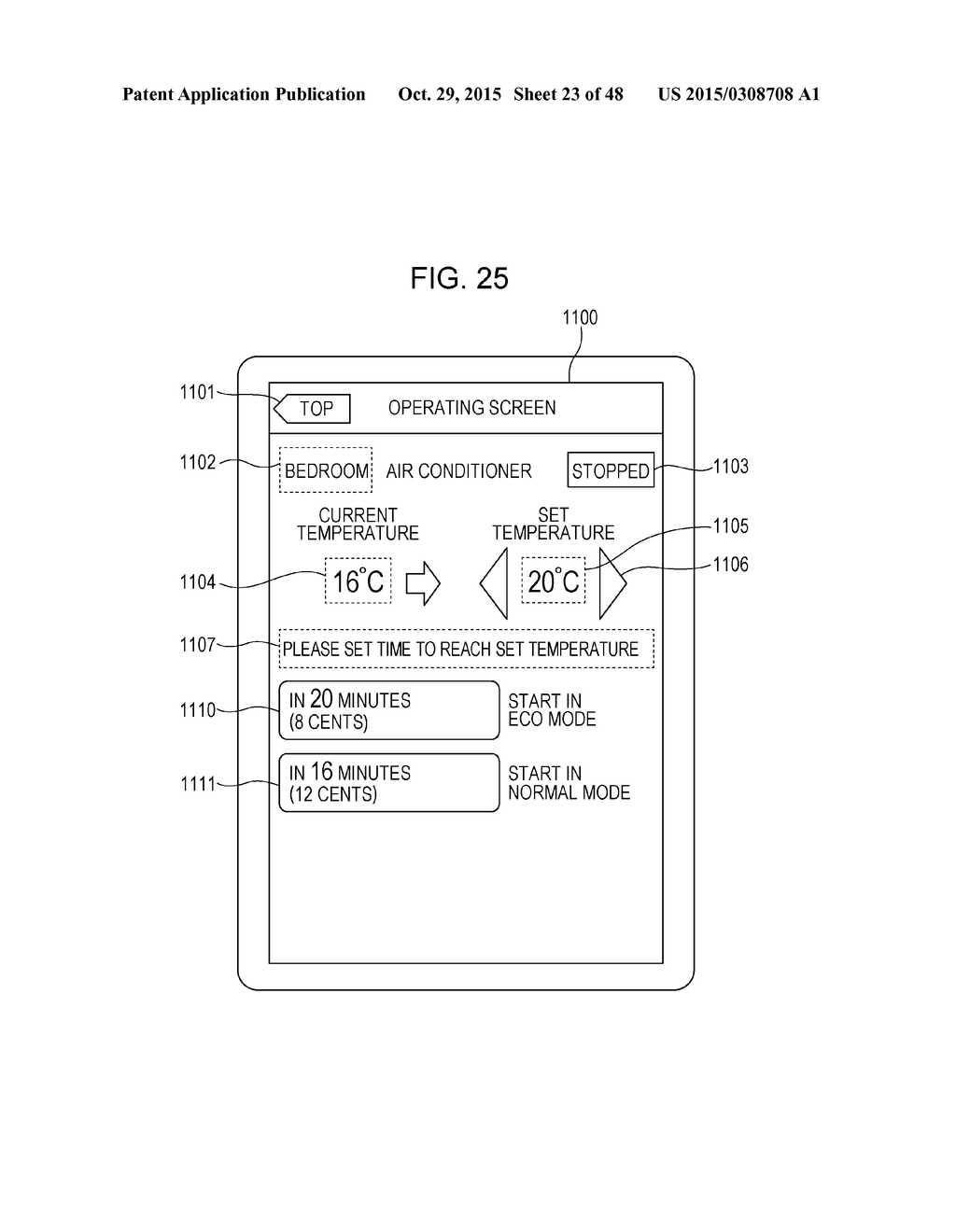 CONTROL METHOD OF TERMINAL DEVICE IN AIR CONDITIONING CONTROL SYSTEM WITH     SELECTABLE OPERATING MODE ACCORDING TO TIME AND CHARGES, AND     NON-TRANSITORY COMPUTER-READABLE RECORDING MEDIUM STORING A PROGRAM - diagram, schematic, and image 24