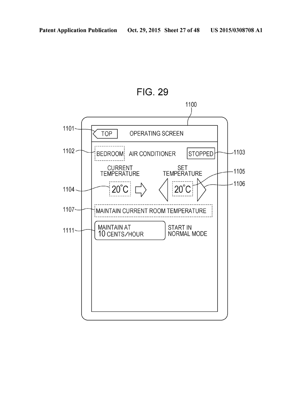 CONTROL METHOD OF TERMINAL DEVICE IN AIR CONDITIONING CONTROL SYSTEM WITH     SELECTABLE OPERATING MODE ACCORDING TO TIME AND CHARGES, AND     NON-TRANSITORY COMPUTER-READABLE RECORDING MEDIUM STORING A PROGRAM - diagram, schematic, and image 28