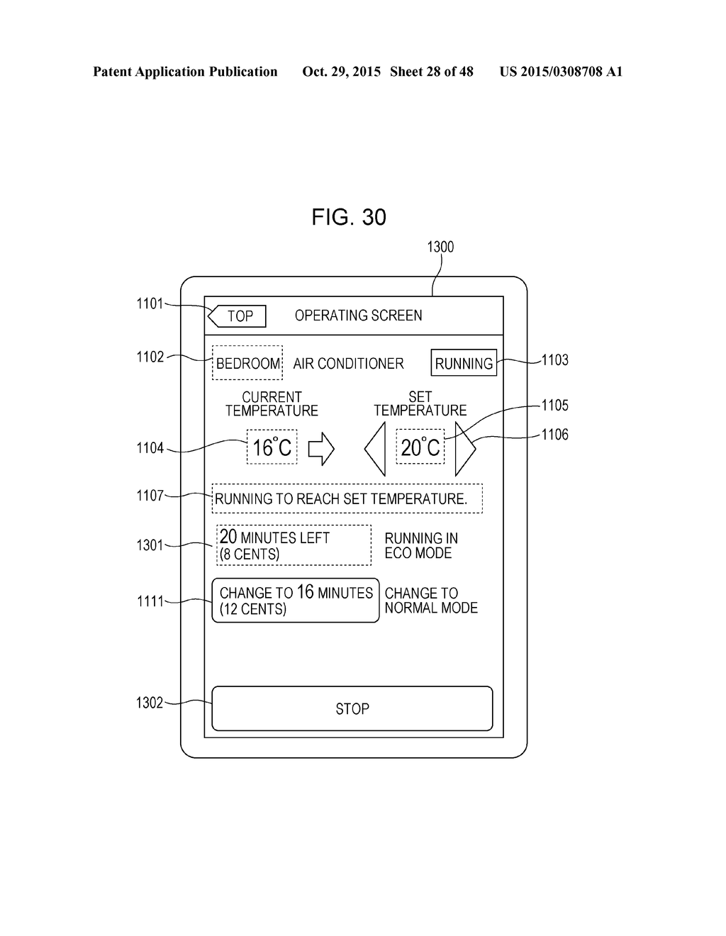 CONTROL METHOD OF TERMINAL DEVICE IN AIR CONDITIONING CONTROL SYSTEM WITH     SELECTABLE OPERATING MODE ACCORDING TO TIME AND CHARGES, AND     NON-TRANSITORY COMPUTER-READABLE RECORDING MEDIUM STORING A PROGRAM - diagram, schematic, and image 29