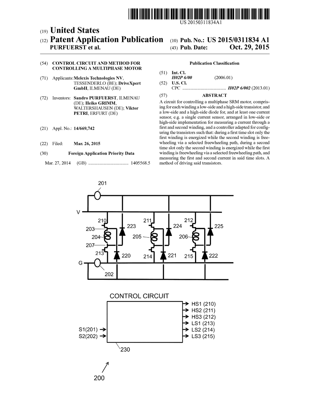 CONTROL CIRCUIT AND METHOD FOR CONTROLLING A MULTIPHASE MOTOR - diagram, schematic, and image 01