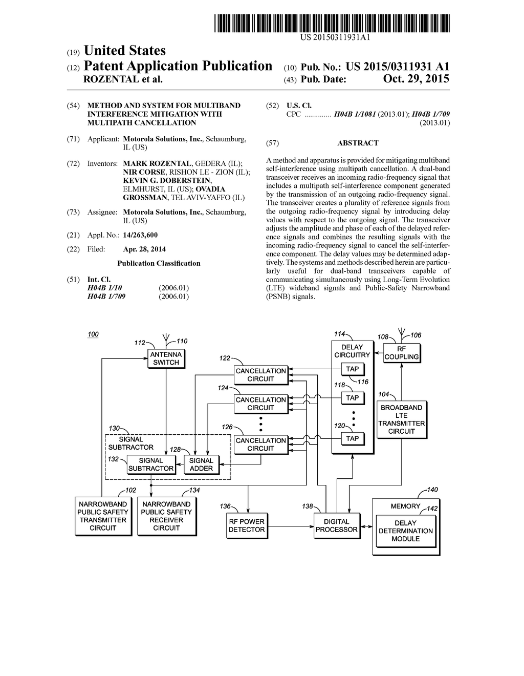 METHOD AND SYSTEM FOR MULTIBAND INTERFERENCE MITIGATION WITH MULTIPATH     CANCELLATION - diagram, schematic, and image 01