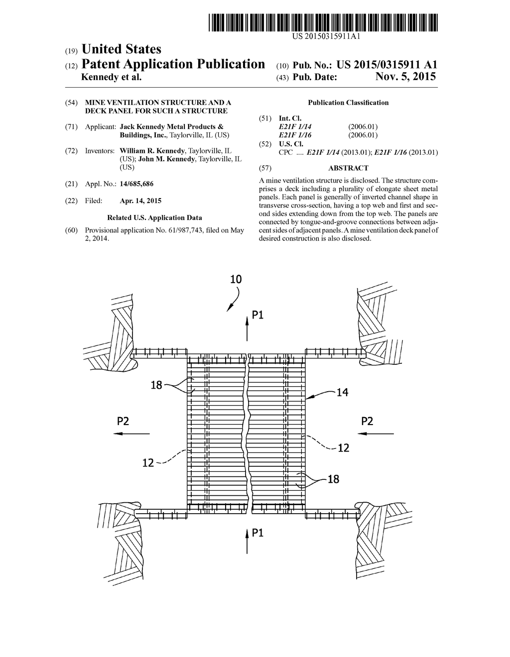 MINE VENTILATION STRUCTURE AND A DECK PANEL FOR SUCH A STRUCTURE - diagram, schematic, and image 01