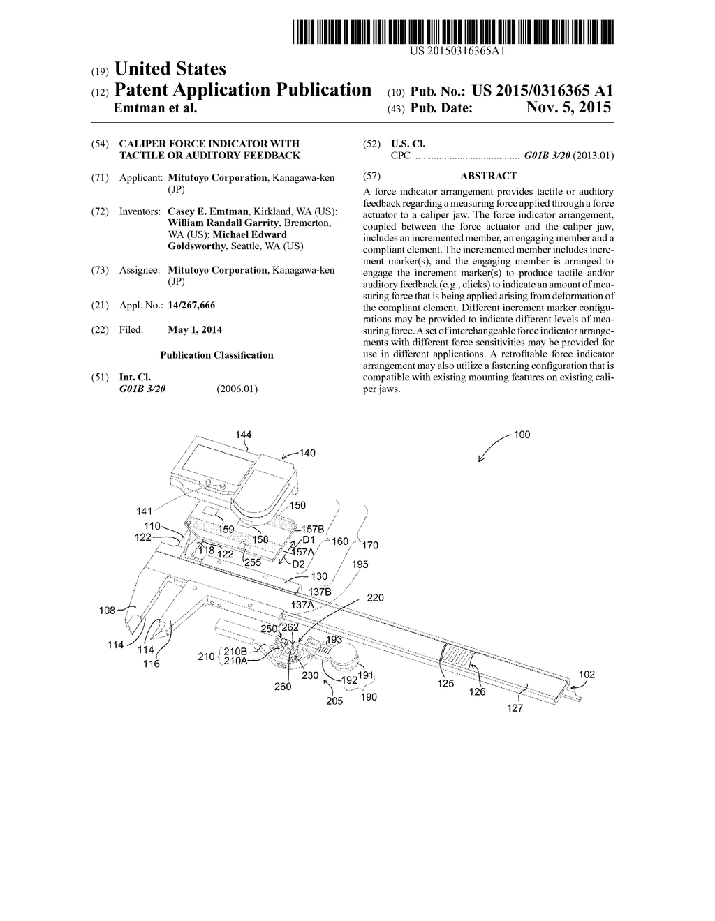 CALIPER FORCE INDICATOR WITH TACTILE OR AUDITORY FEEDBACK - diagram, schematic, and image 01