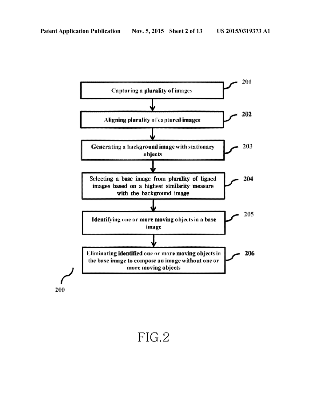 METHOD AND DEVICE TO COMPOSE AN IMAGE BY ELIMINATING ONE OR MORE MOVING     OBJECTS - diagram, schematic, and image 03