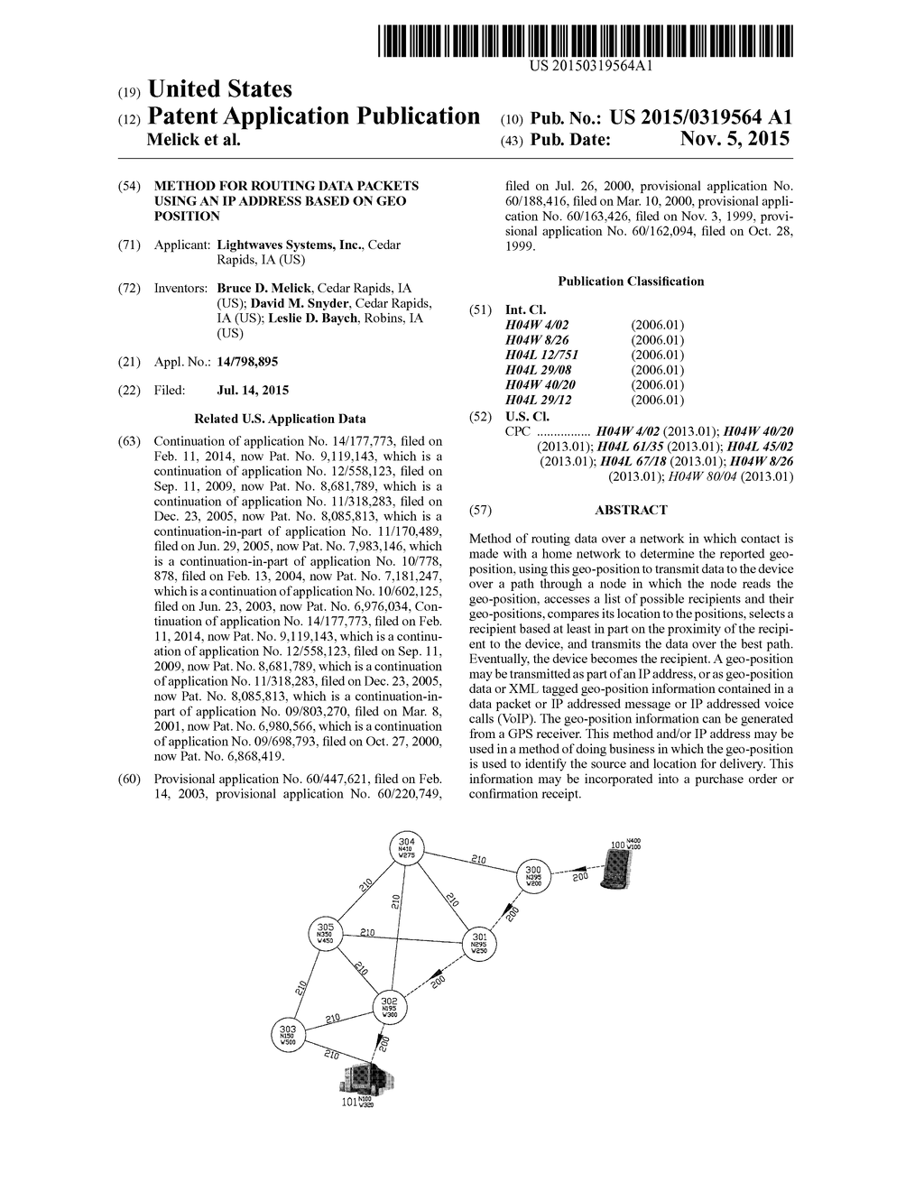 METHOD FOR ROUTING DATA PACKETS USING AN IP ADDRESS BASED ON GEO POSITION - diagram, schematic, and image 01