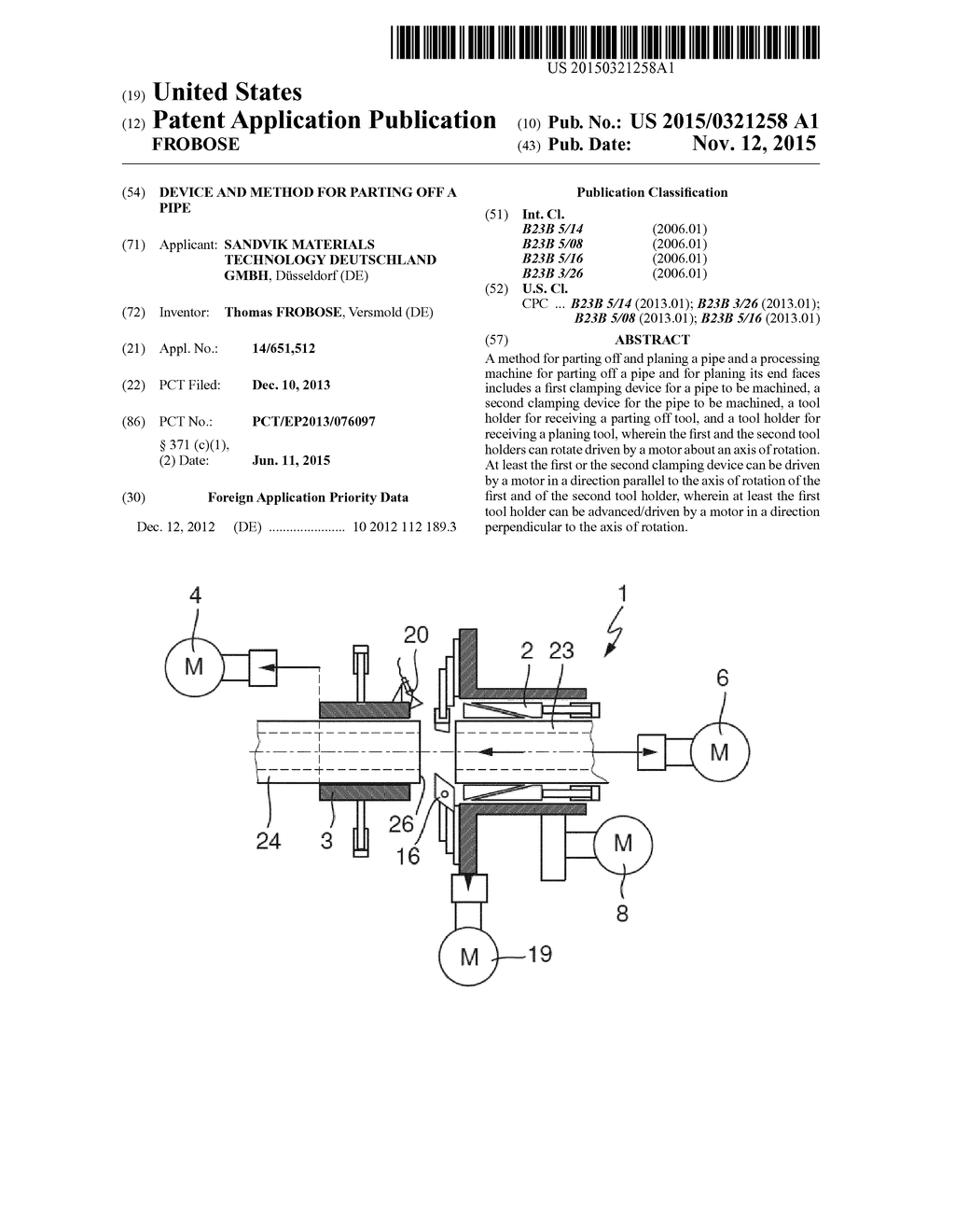 DEVICE AND METHOD FOR PARTING OFF A PIPE - diagram, schematic, and image 01