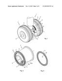 AIRCRAFT LANDING GEAR EQUIPPED WITH MEANS FOR DRIVING IN ROTATION WHEELS     CARRIED BY THE LANDING GEAR diagram and image