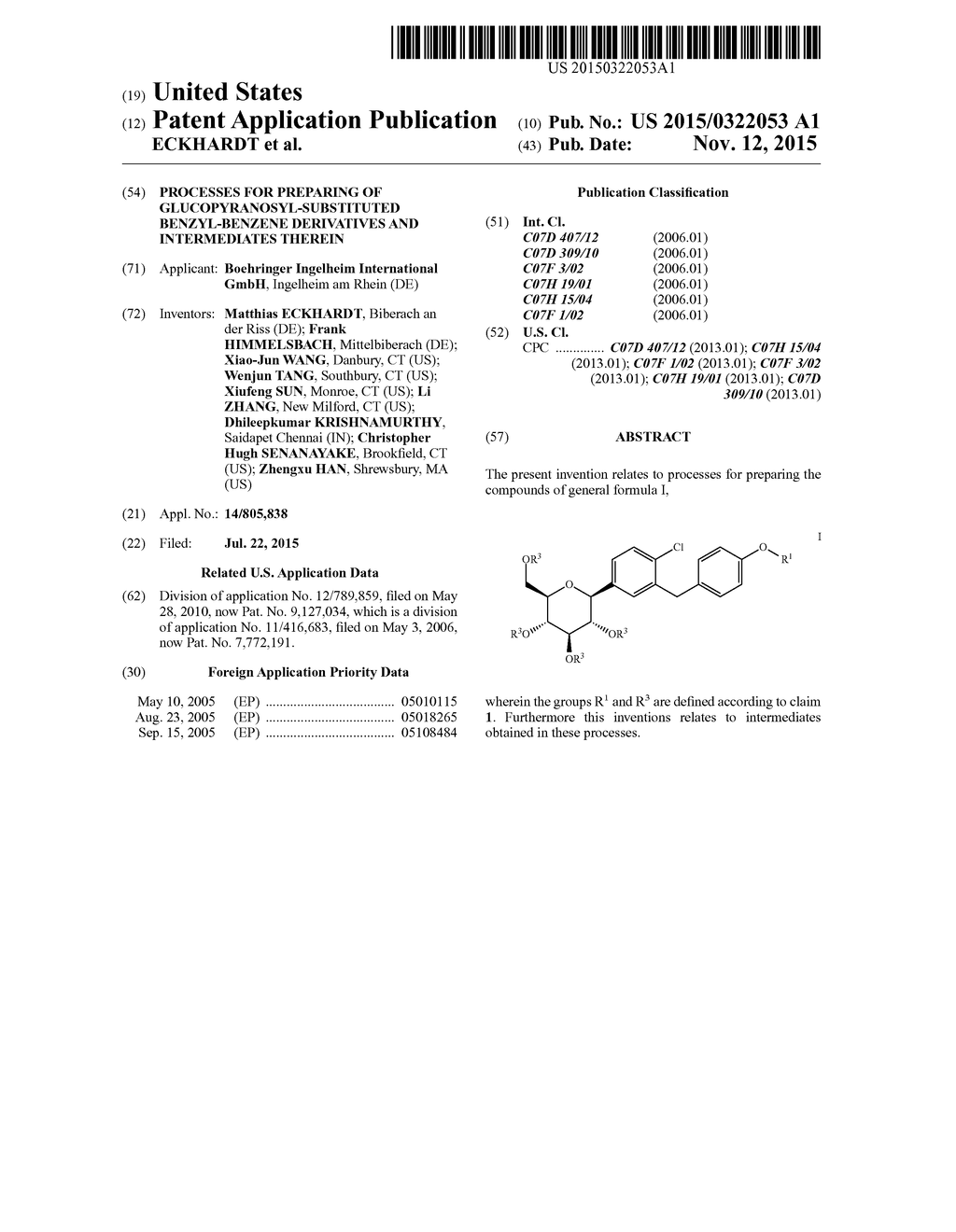 PROCESSES FOR PREPARING OF GLUCOPYRANOSYL-SUBSTITUTED BENZYL-BENZENE     DERIVATIVES AND INTERMEDIATES THEREIN - diagram, schematic, and image 01