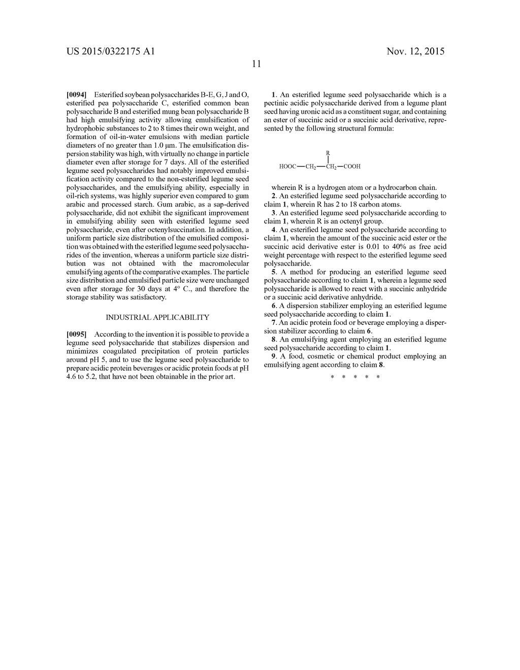 LEGUME SEED POLYSACCHARIDE SUCCINIC ACID DERIVATIVE ESTER, AND METHOD FOR     PRODUCING SAME - diagram, schematic, and image 12
