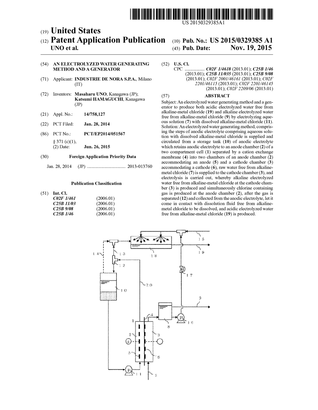 AN ELECTROLYZED WATER GENERATING METHOD AND A GENERATOR - diagram, schematic, and image 01