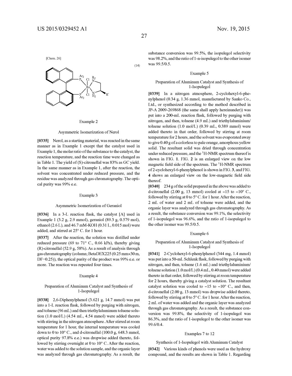 METHOD FOR PRODUCING OPTICALLY ACTIVE ISOPULEGOL AND OPTICALLY ACTIVE     MENTHOL - diagram, schematic, and image 32