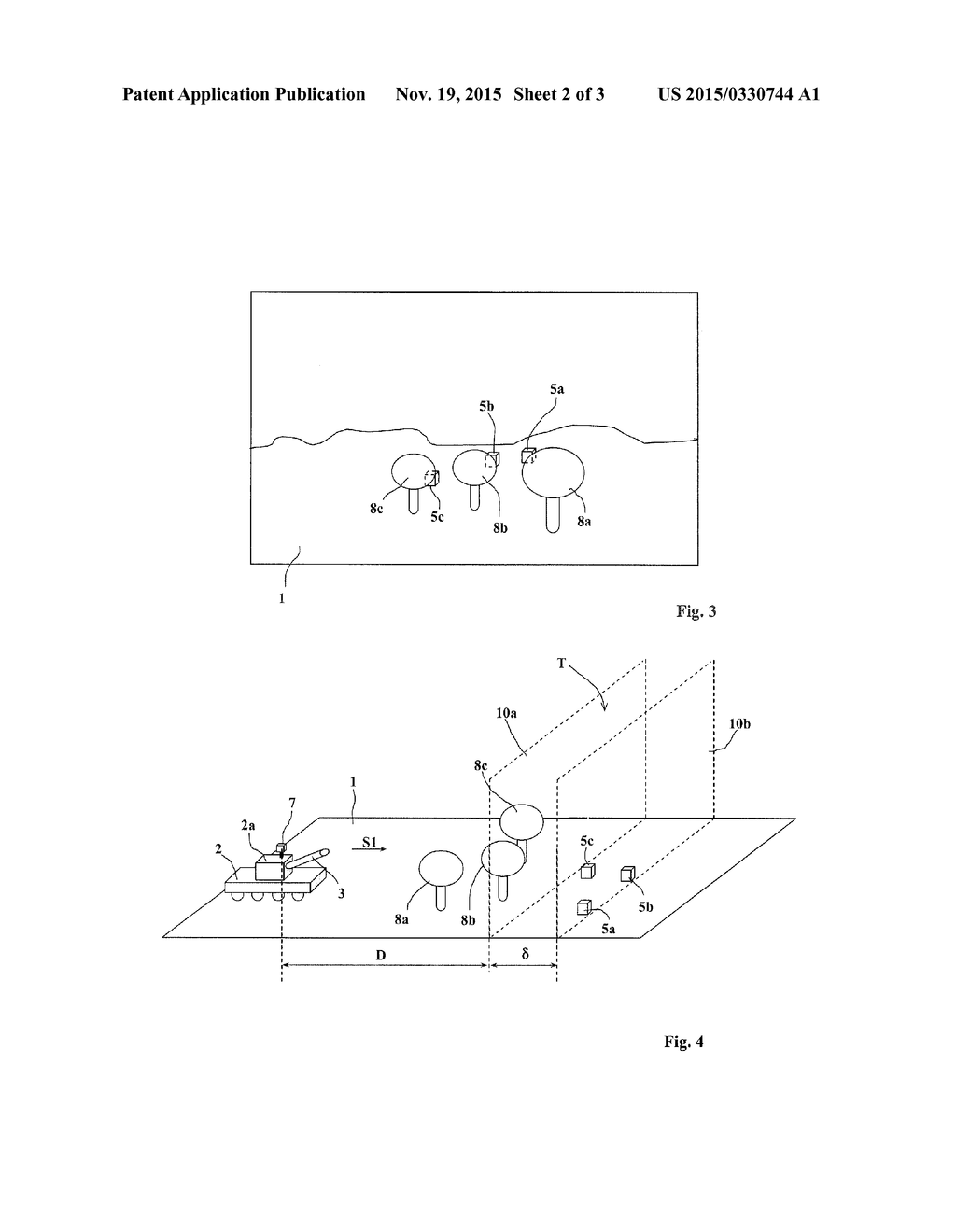 METHOD FOR ACQUIRING THE COORDINATES OF A TRIGGER POINT OF A PROJECTILE     AND FIRE-CONTROL SYSTEM IMPLEMENTING THE METHOD - diagram, schematic, and image 03