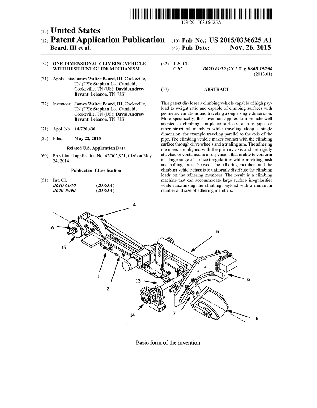 One-dimensional climbing vehicle with resilient guide mechanism - diagram, schematic, and image 01