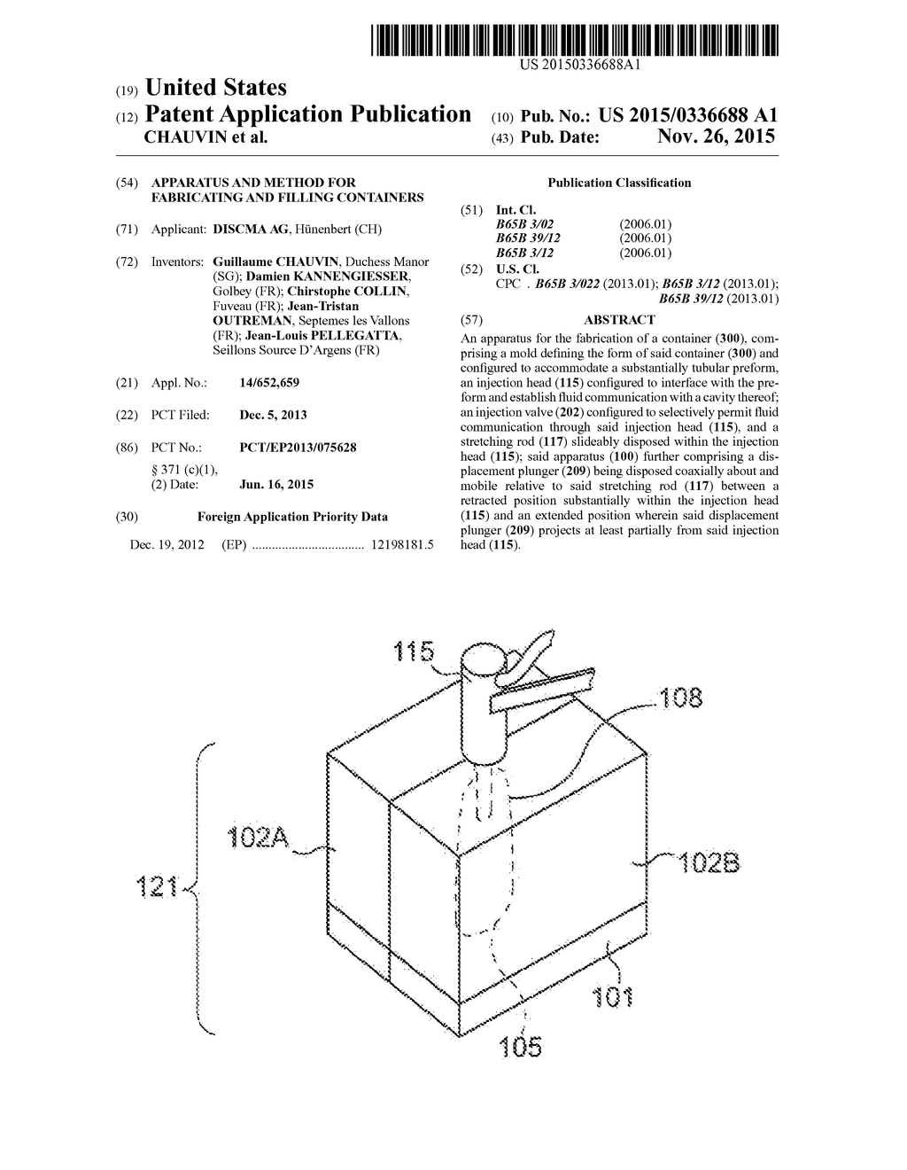 APPARATUS AND METHOD FOR FABRICATING AND FILLING CONTAINERS - diagram, schematic, and image 01