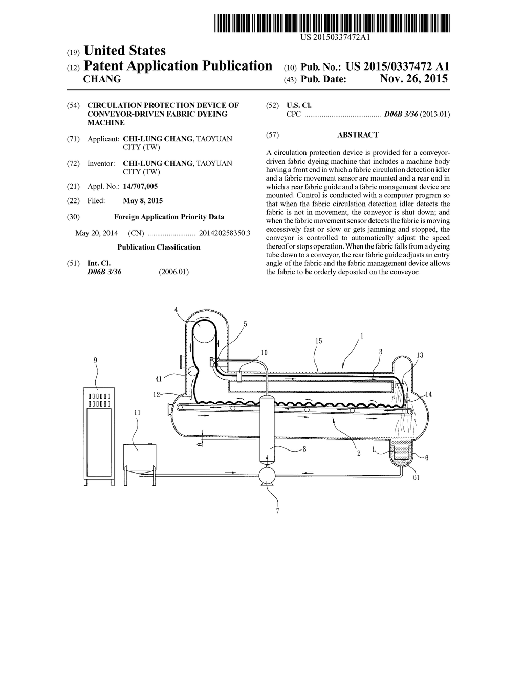 CIRCULATION PROTECTION DEVICE OF CONVEYOR-DRIVEN FABRIC DYEING MACHINE - diagram, schematic, and image 01