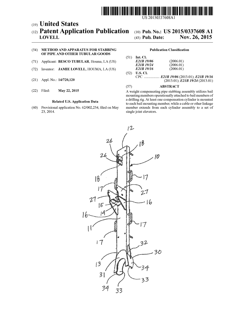 Method and Apparatus for Stabbing of Pipe and Other Tubular Goods - diagram, schematic, and image 01