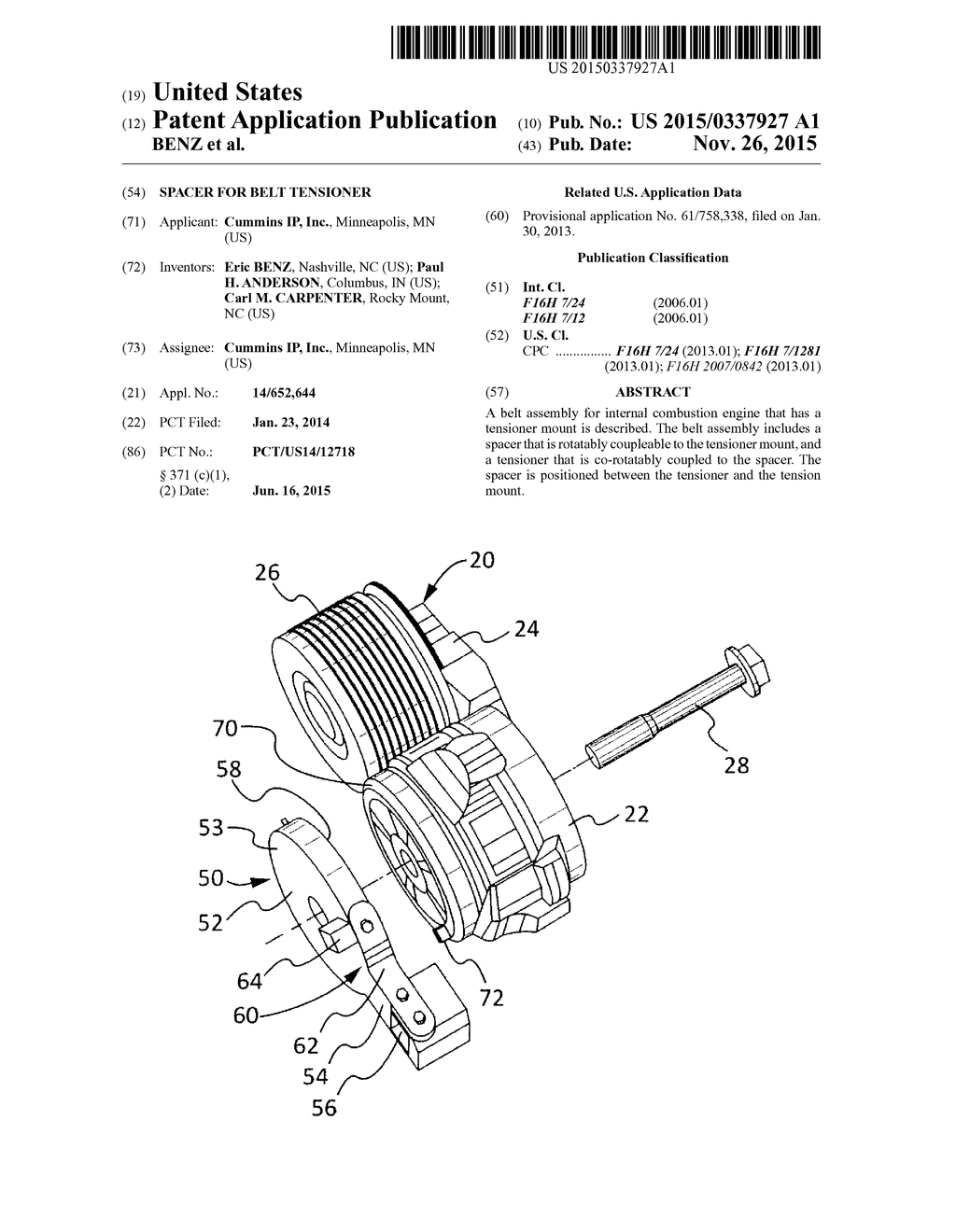 SPACER FOR BELT TENSIONER - diagram, schematic, and image 01