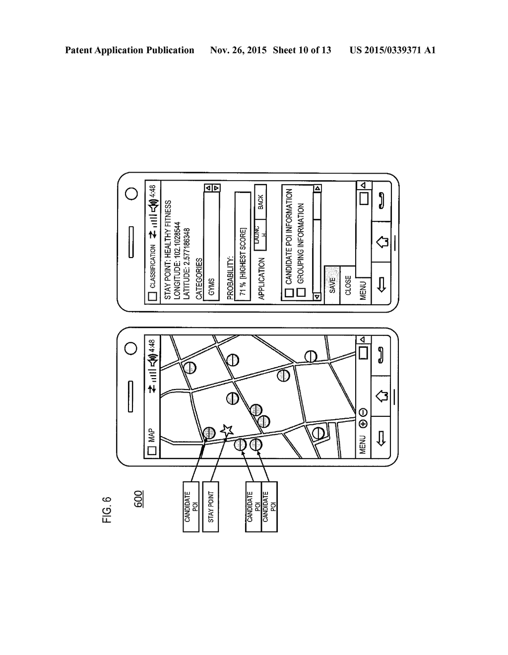 METHOD AND APPARATUS FOR CLASSIFYING SIGNIFICANT PLACES INTO PLACE     CATEGORIES - diagram, schematic, and image 11