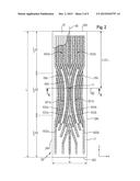 ABSORBENT CORE WITH CURVED AND STRAIGHT ABSORBENT MATERIAL AREAS diagram and image