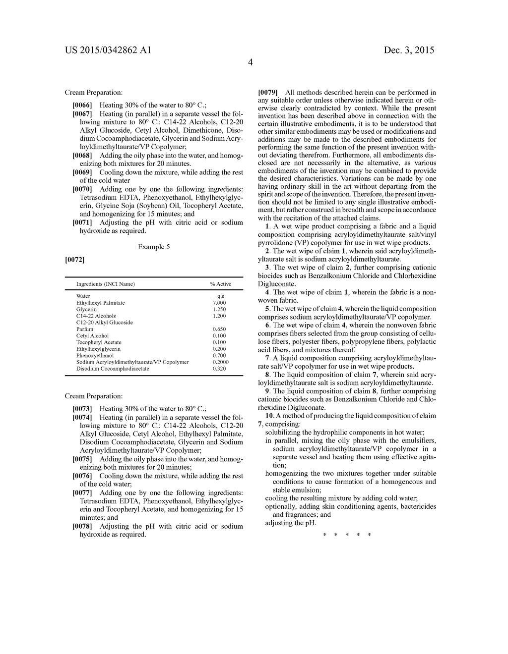 USE OF ACRYLOYLDIMETHYLTAURATE SALT/VINYL PYRROLIDONE (VP) COPOLYMERS IN     THE PREPARATION OF WET WIPES - diagram, schematic, and image 05