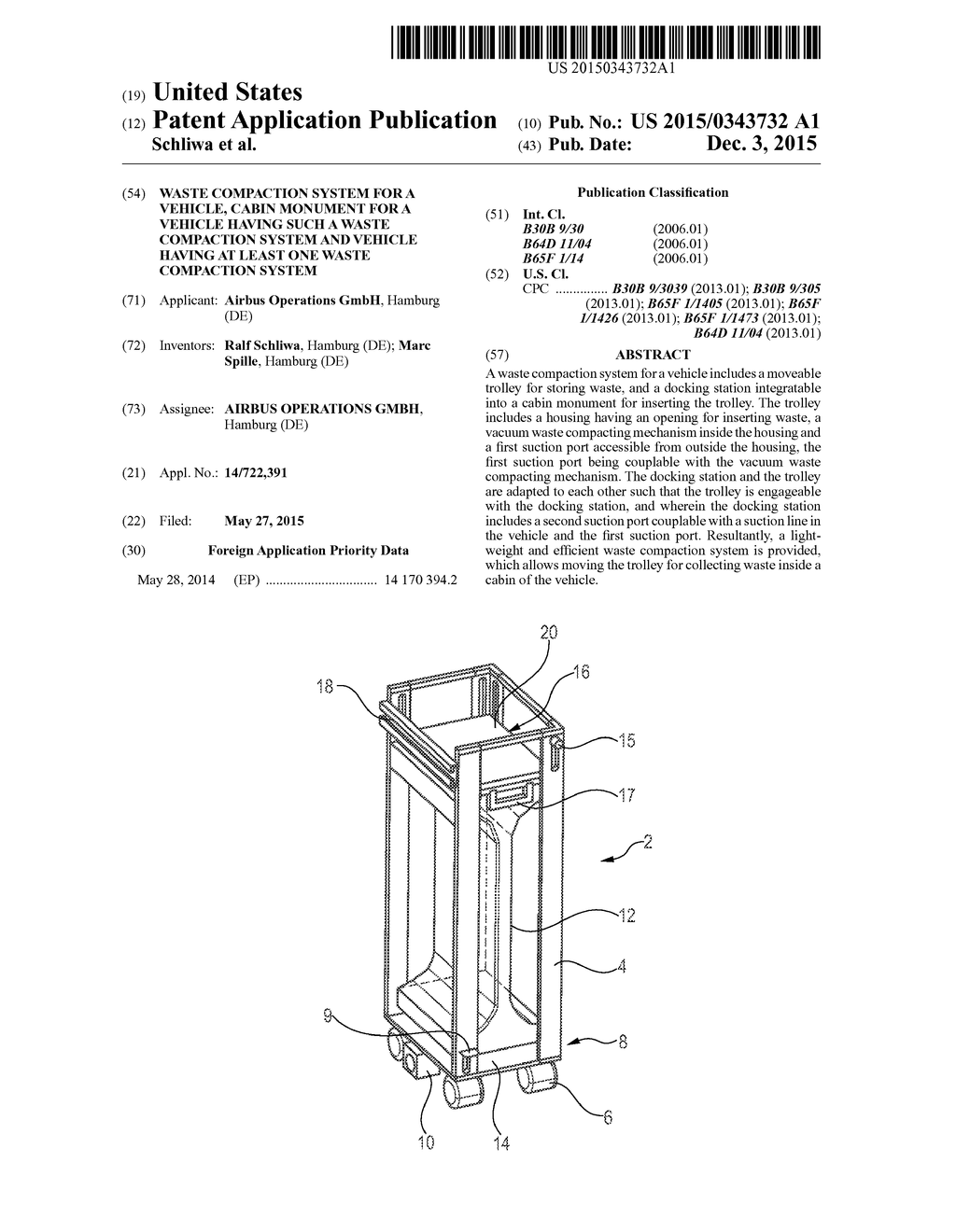 Waste Compaction System For A Vehicle, Cabin Monument For A Vehicle Having     Such A Waste Compaction System And Vehicle Having At Least One Waste     Compaction System - diagram, schematic, and image 01