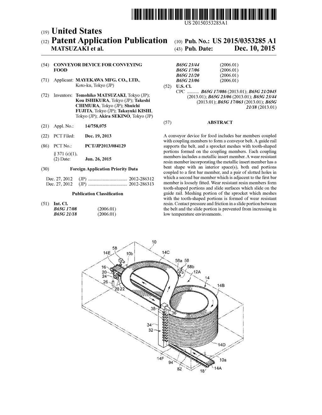 CONVEYOR DEVICE FOR CONVEYING FOOD - diagram, schematic, and image 01