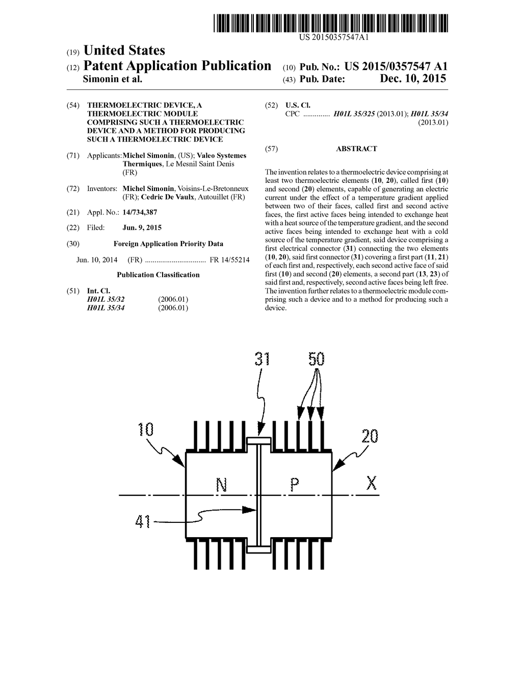 Thermoelectric Device, A Thermoelectric Module Comprising Such A     Thermoelectric Device And A Method For Producing Such A Thermoelectric     Device - diagram, schematic, and image 01