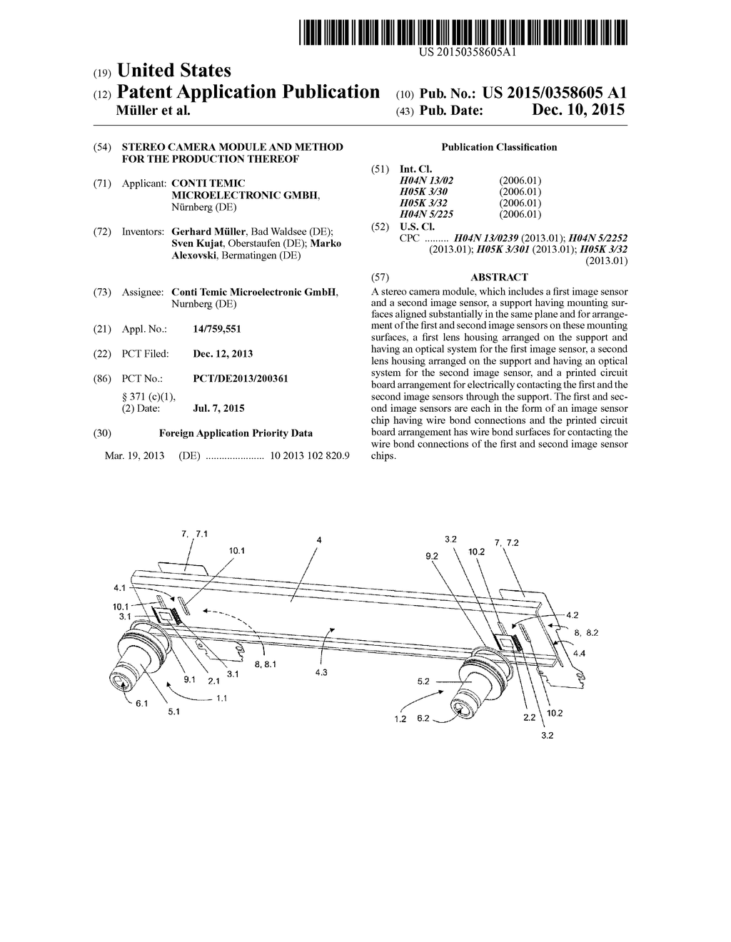 STEREO CAMERA MODULE AND METHOD FOR THE PRODUCTION THEREOF - diagram, schematic, and image 01