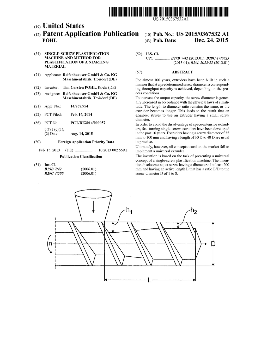 SINGLE-SCREW PLASTIFICATION MACHINE AND METHOD FOR PLASTIFICATION OF A     STARTING MATERIAL - diagram, schematic, and image 01