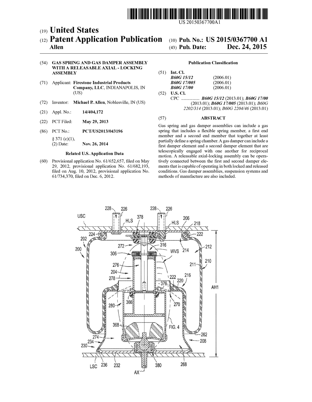 GAS SPRING AND GAS DAMPER ASSEMBLY WITH A RELEASABLE AXIAL - LOCKING     ASSEMBLY - diagram, schematic, and image 01