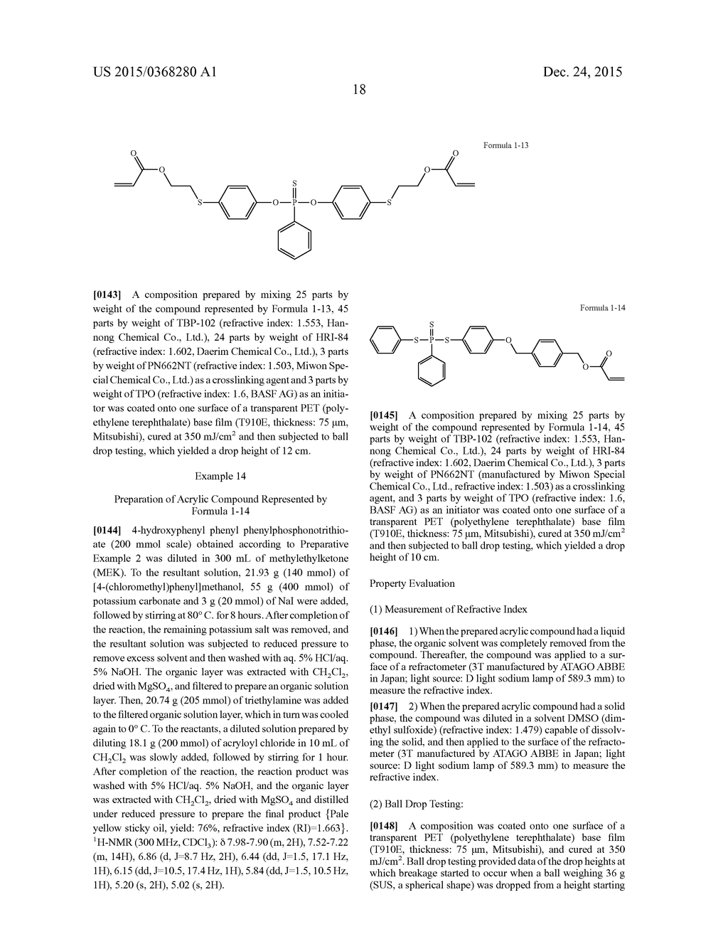 HIGH REFRACTIVE INDEX ACRYLIC COMPOUND AND METHOD FOR PREPARING THE SAME - diagram, schematic, and image 20